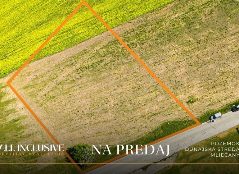 Plots - housing in Mliečany, Dunajská Streda, bordered by lines.