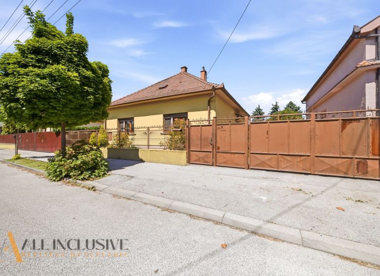 A family house in Dunajská Streda with a brown gate and a landscaped front garden.