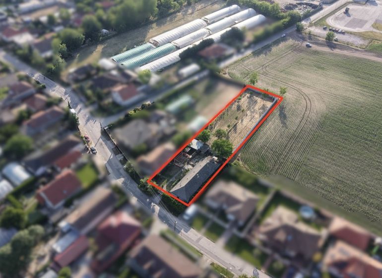 Aerial view of a family house in Nesvady with a spacious plot.