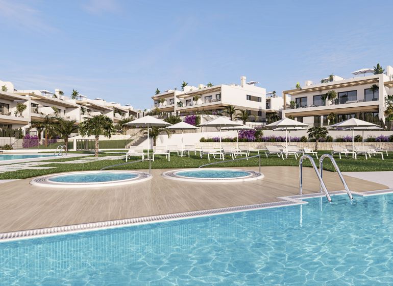 Apartments with pools and sunbeds in Torrevieja suitable for 2-bedroom apartments.