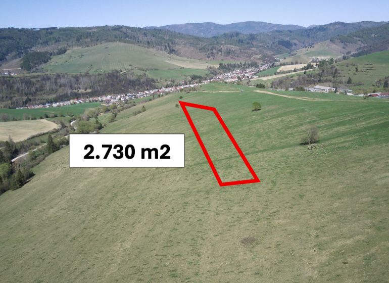 Agricultural and forest land Čierny Balog, area 2,730 m² between picturesque hills.