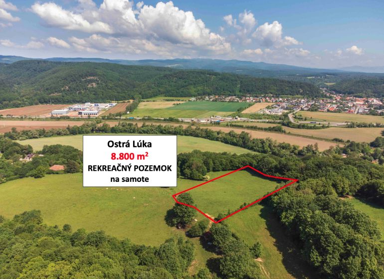 Recreational plots in Ostrá Lúka surrounded by nature and green landscape.