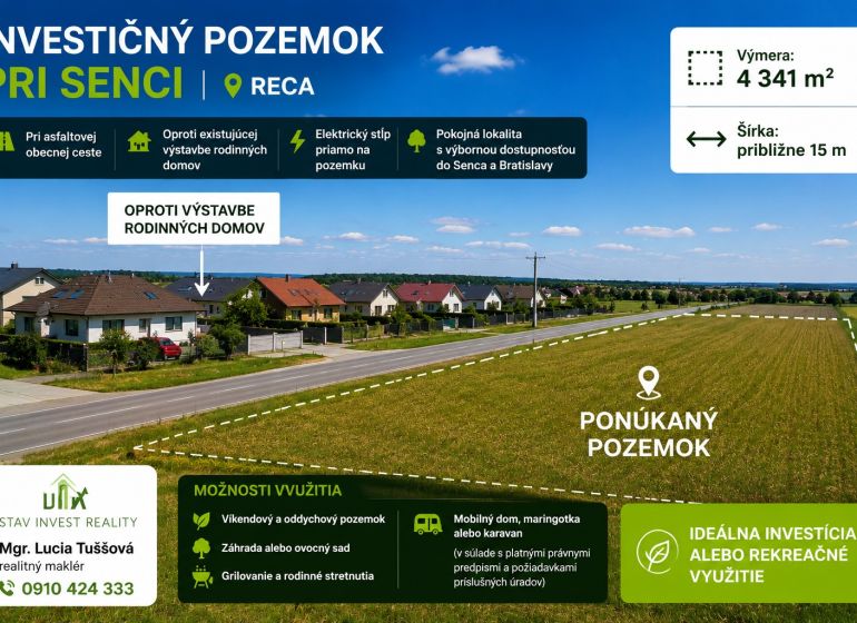 Investment land in Reca on Reca Street. Ideal for residential or recreational purposes.