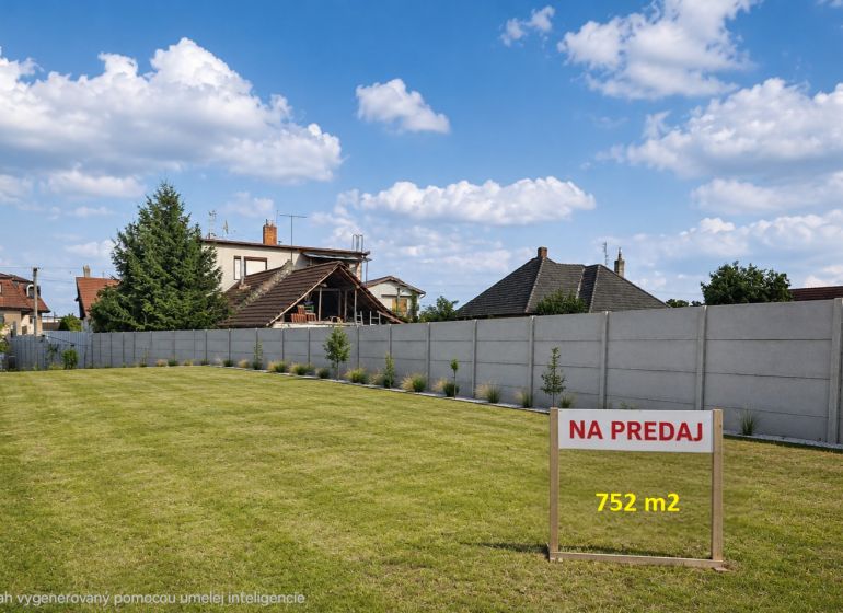 Land - residential in Tešedíkovo for sale, 752 m², surrounded by greenery and a fence.
