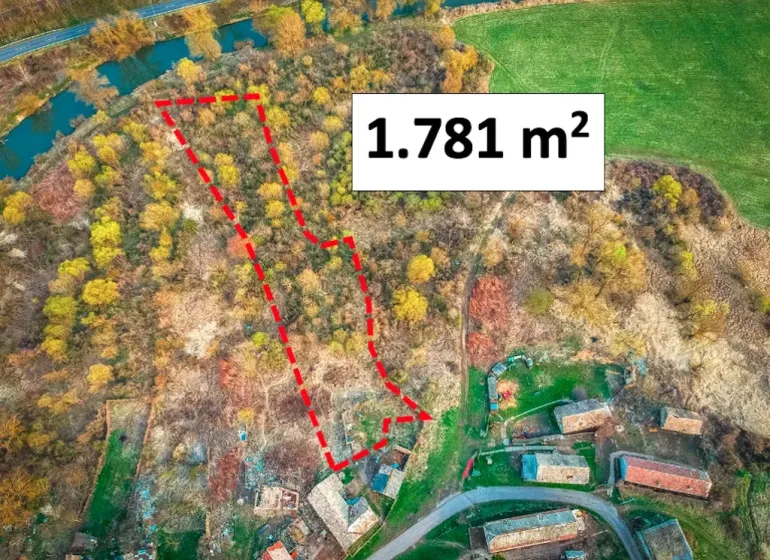 Aerial view of residential land plots in the village of Muľa.