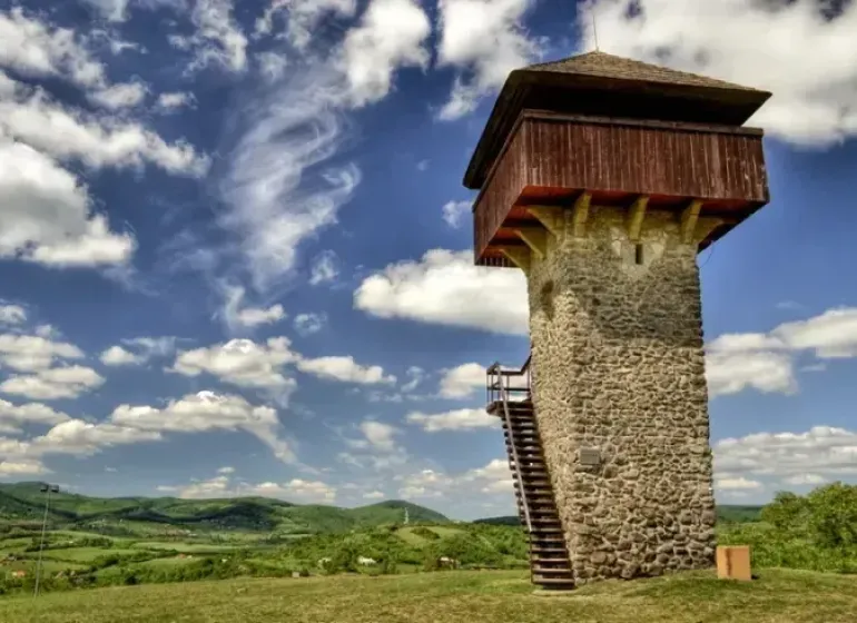 Stone tower with stairs, an interesting structure in nature near Krupina, Unusual properties.