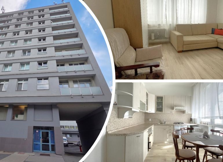 3-room apartment on Puškinova Street, Košice - Staré Mesto, with a wood-patterned floor.