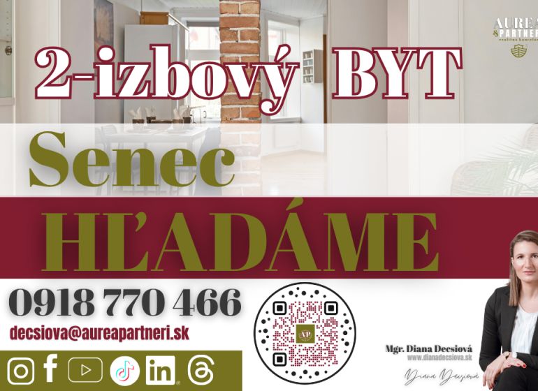 Looking for a two-room apartment in Senec, contact the real estate agency Aurea & Partneri.
