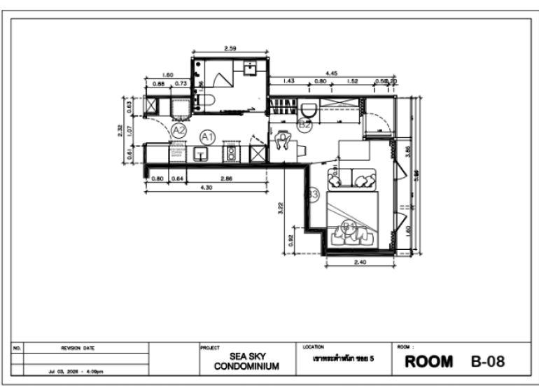 A floor plan of a 2-room apartment with a thoughtful layout of individual rooms and functional zones.