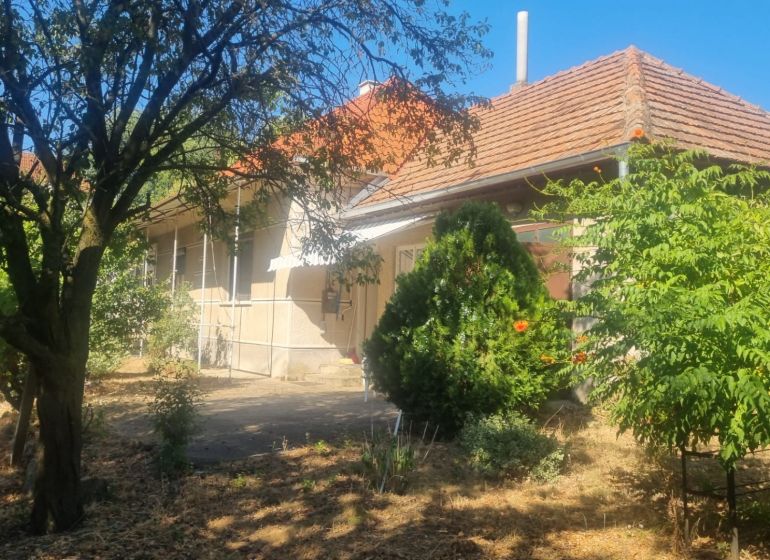 A family house in Moča surrounded by greenery and trees on a sunny plot.