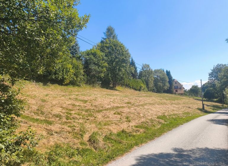 A residential plot on Kornica Street in Klokočov, lined with trees, ideal for construction.