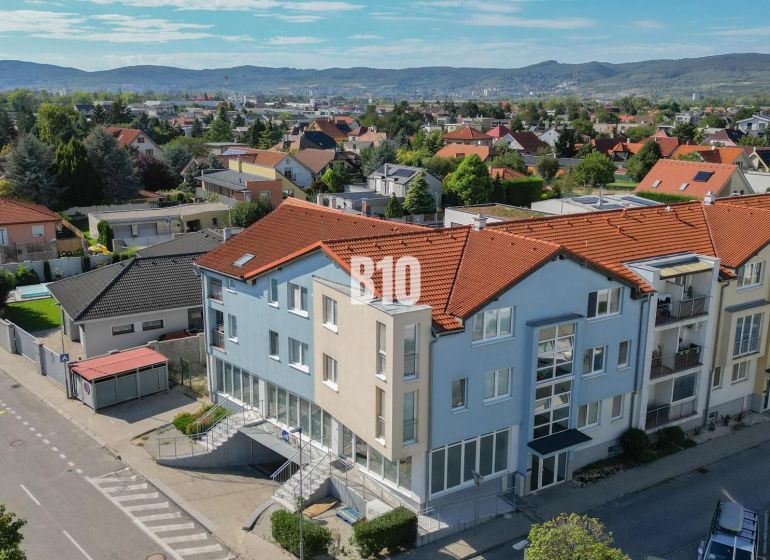 A view of a residential district in Bratislava III, dominated by the roof of a 2-room apartment.