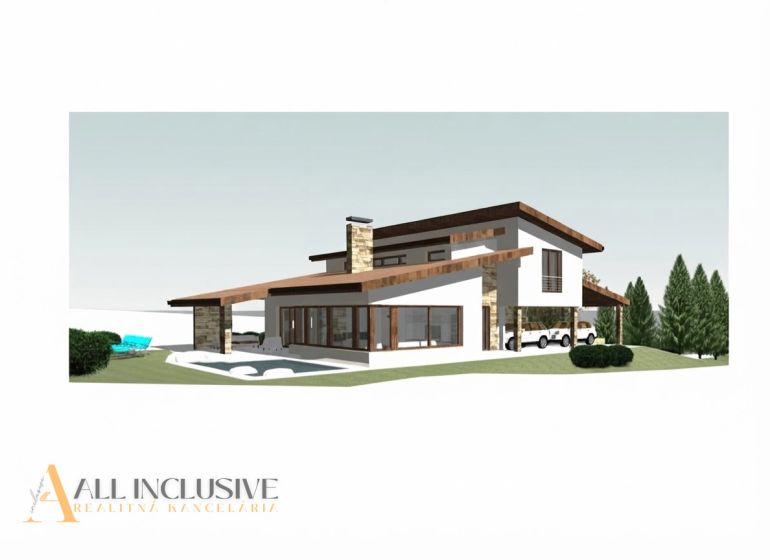 A family house in Veličná with a swimming pool and modern architecture on a spacious plot.