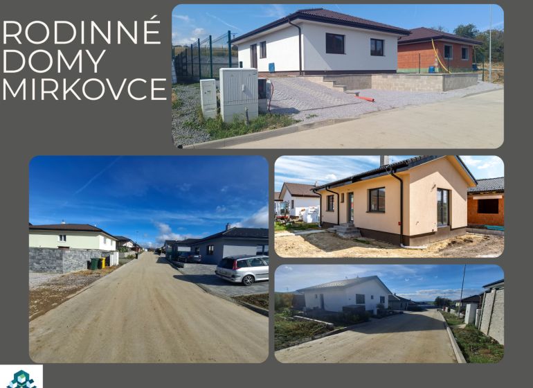 Family houses in Mirkovce in the picture depict various constructions on the street.