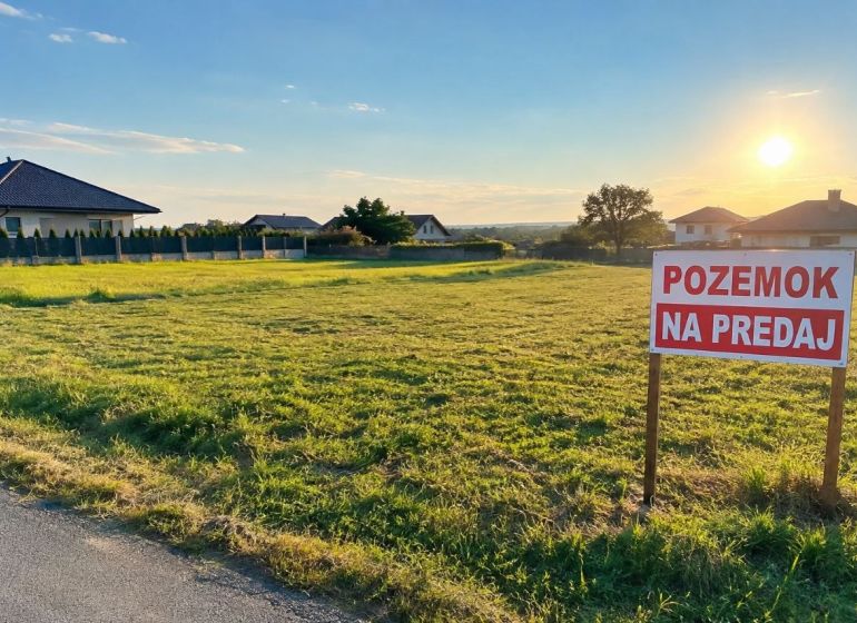 Residential plots in Žilina at sunset, ready for sale.