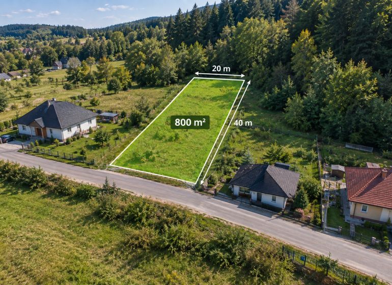 Plots - housing in Baštín with an area of 800 m² surrounded by forests and houses.