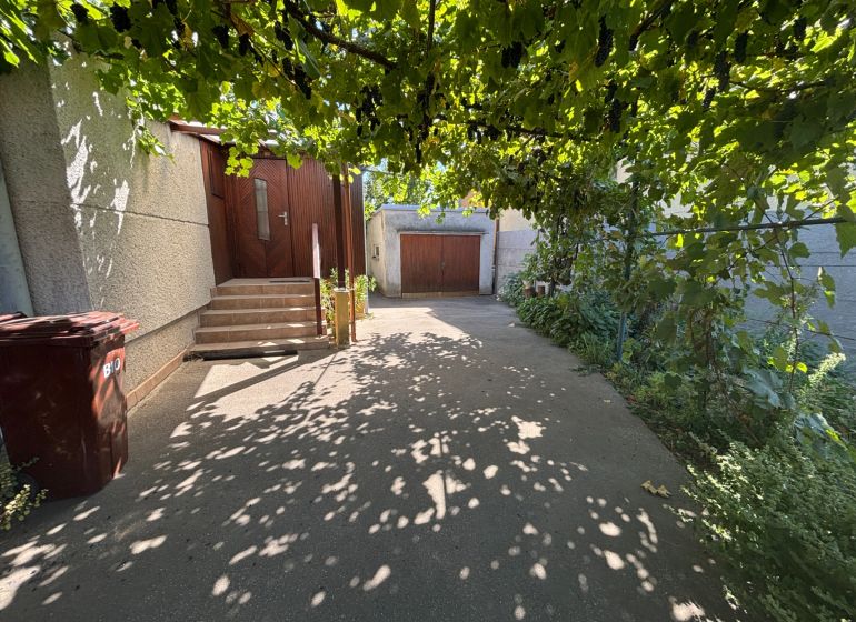 A family house on Gorazdova Street in Nitra, a shady terrace with grapevines.