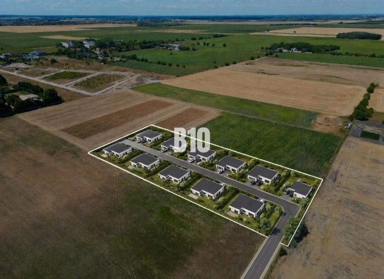 Aerial view of properties - housing around Nové Zámky with modern houses.