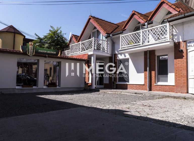 The building of the guesthouse on Štefánikova Street in Humenné, popular for accommodation in hotels and guesthouses.