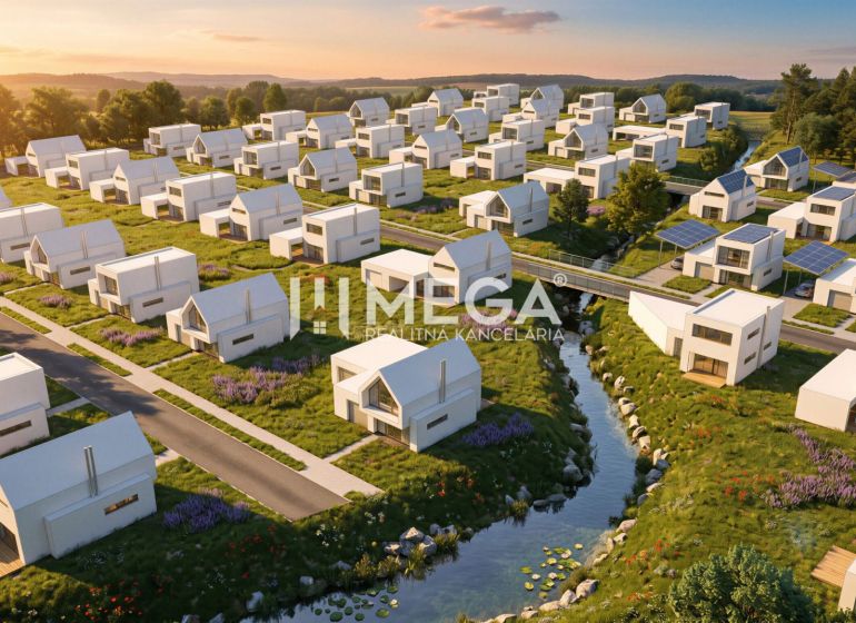 A set of modern houses by the creek on Suchý jarok street in Humenné, plots - residential.