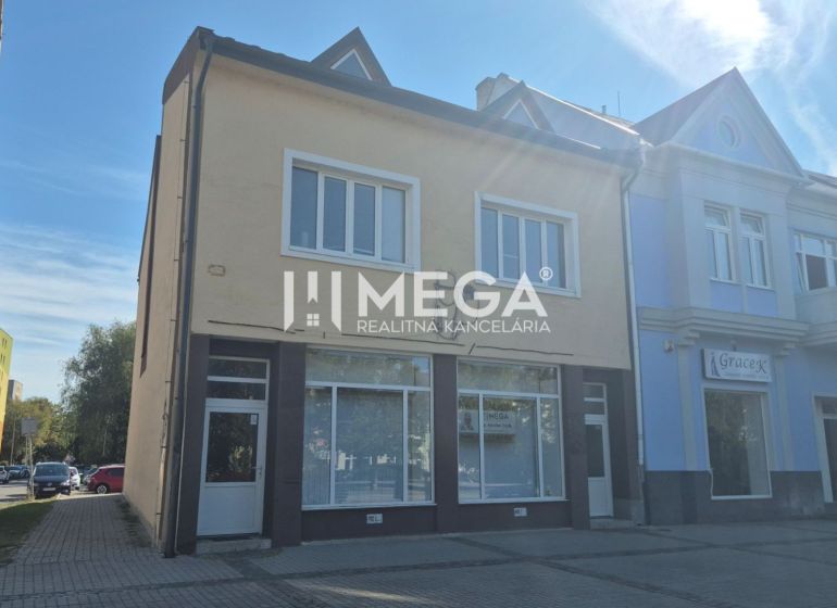 A building with commercial premises on Freedom Square in Humenné.