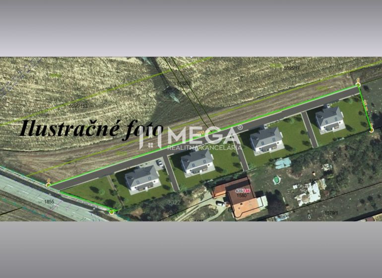 Illustrative view of residential plots in Mokrance with a proposal for family houses.