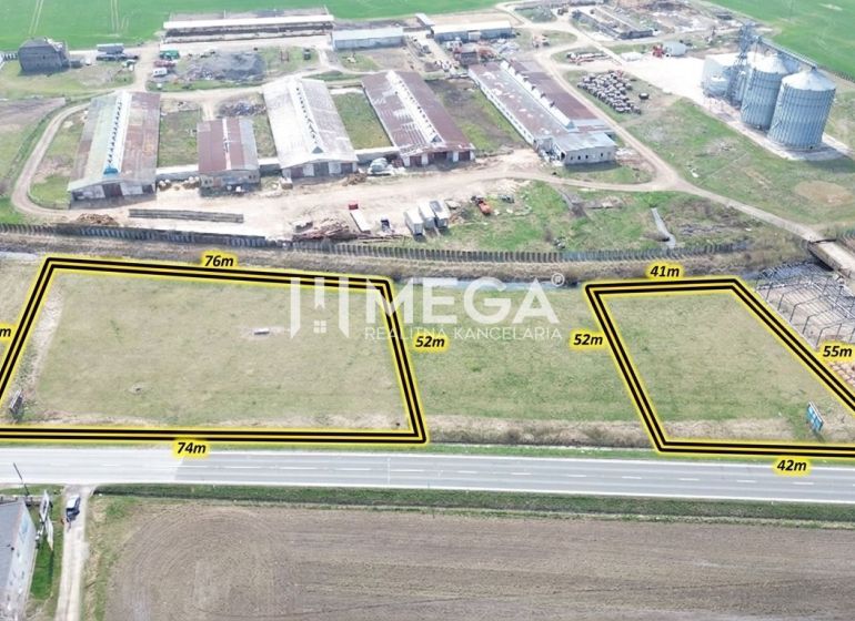 Parcels in the Hriadky production premises with exact land dimensions.