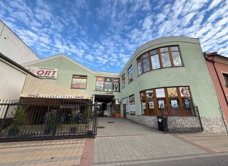 Commercial premises on Škultétyho Street in Topoľčany with a glass facade.