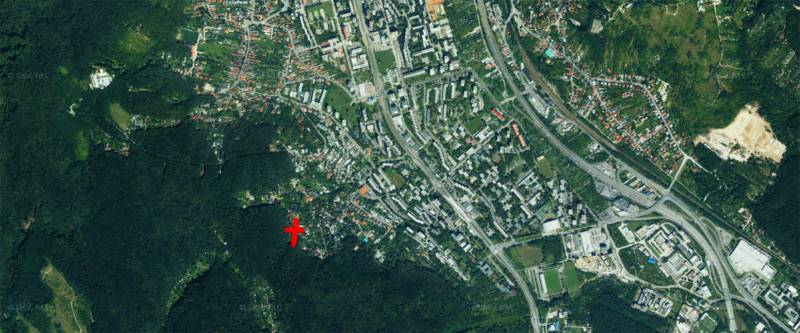 Aerial view of the city of Bratislava - Dúbravka, Tavarikova osada area and surrounding forests.