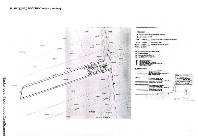 Land plan for housing in Gregorovce with delineation of utility networks and structures.