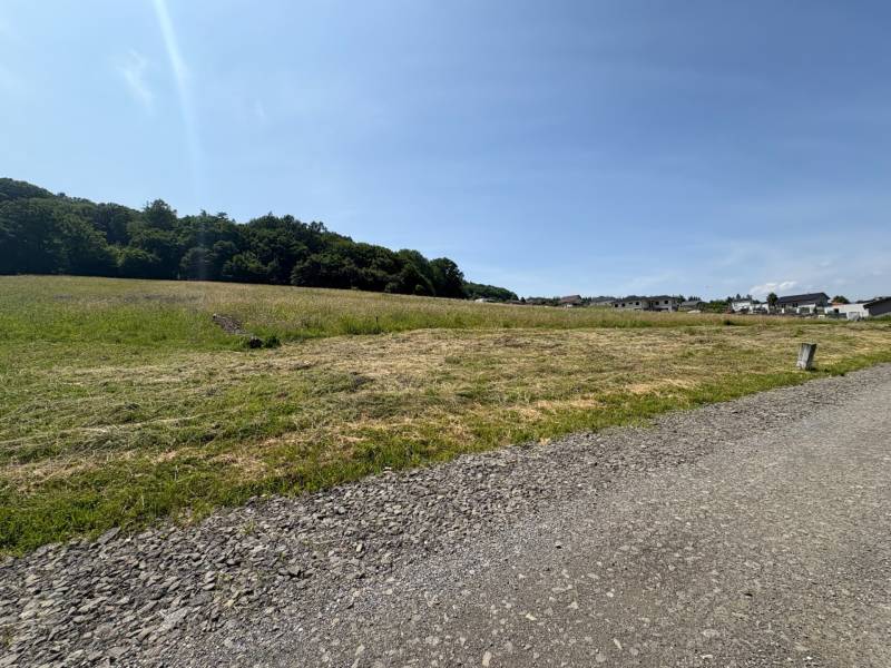 The landscape in Gregorovce is ideal for residential plots, surrounded by meadows and houses.