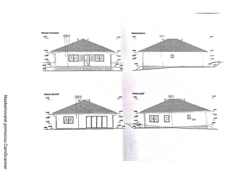 Architectural drawings of the house, showing four different facade views for Plots - Housing.