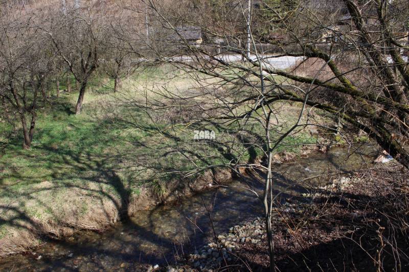 Trees and a stream in nature on Myslavská and Záhrady streets, the scenery feels quiet.