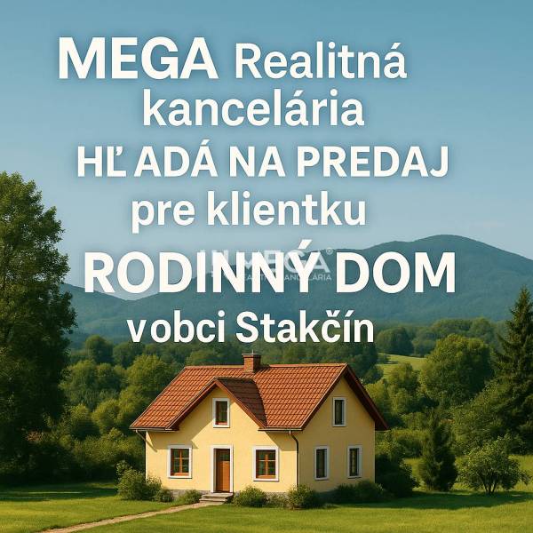 A family house in the village of Stakčín surrounded by greenery and mountain scenery.
