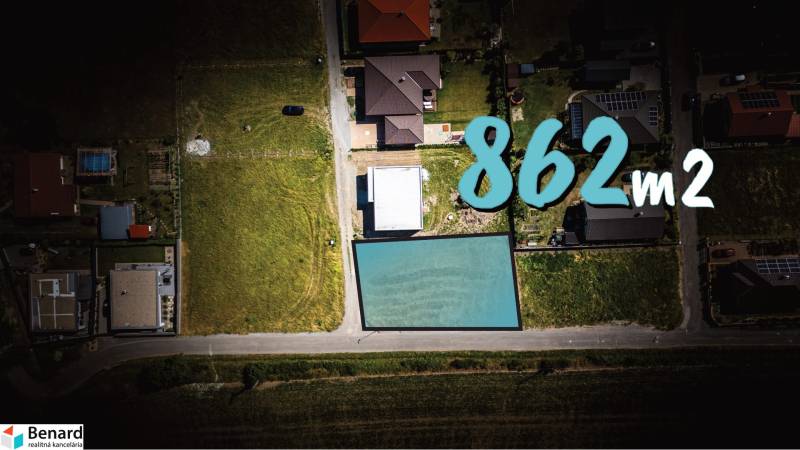 Aerial view of plots in Nižná Kamenica, ideal for living, with an area of 862 m².