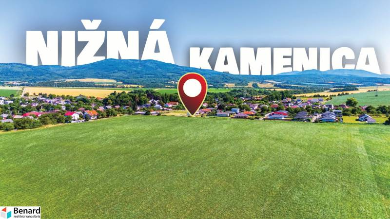 Aerial view of plots - housing near the village of Nižná Kamenica with surrounding greenery.