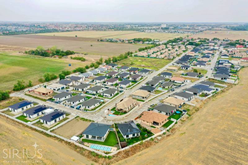 Aerial view of family houses in the South Gate area in Senec, designated for living.