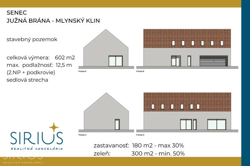 Plan of a building plot in Senec at Južná Brána, designated for residential purposes.