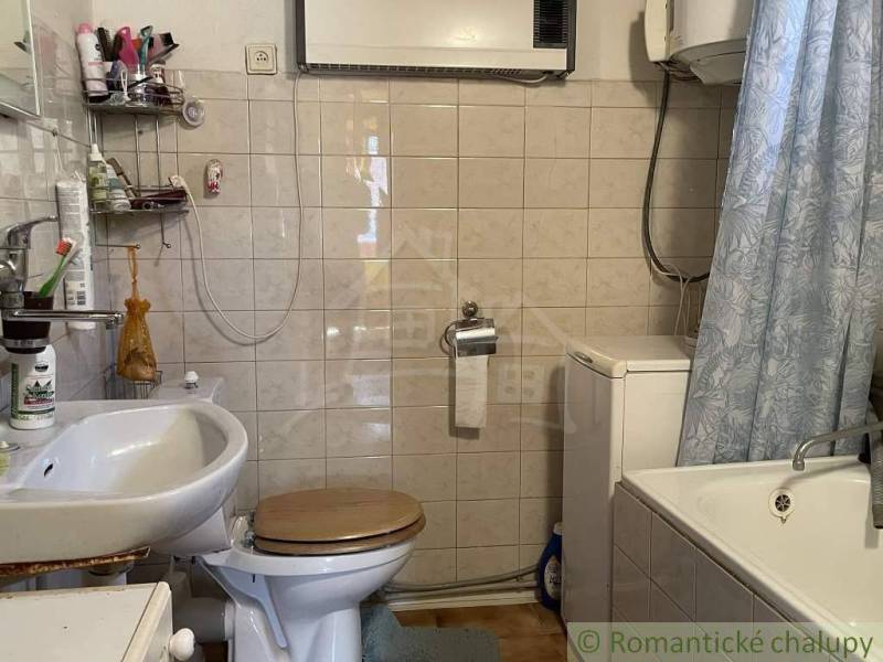 A bathroom in a family house with a shower, sink, and washing machine.