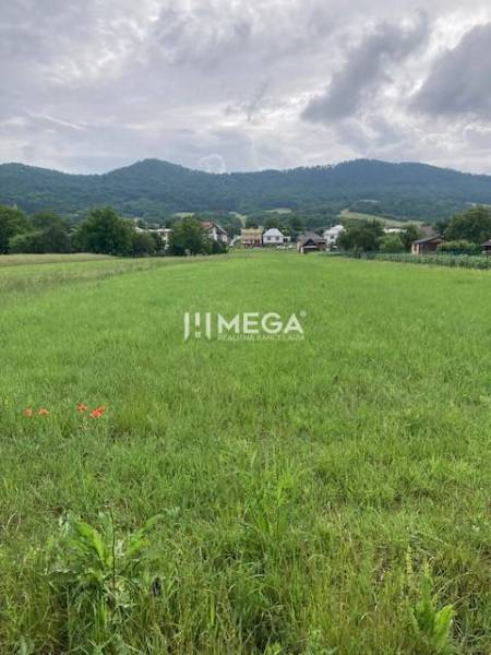 The image shows a green meadow on Jasenovská Street towards the playground, ideal for residential plots.