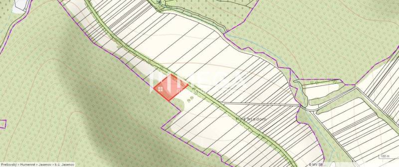Land map with location designation in the cadastre of Jasenov, Special properties.