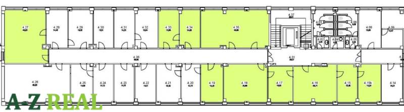 Floor plan of offices for rent, Bratislava - Ružinov, Drieňova Street.