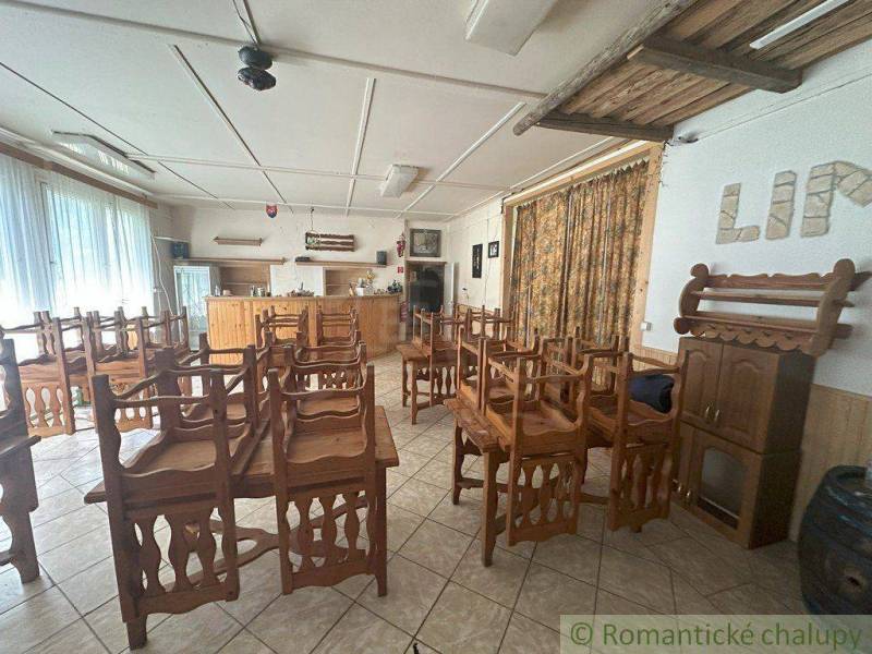 Interior of a family house with wooden chairs and a bar counter.