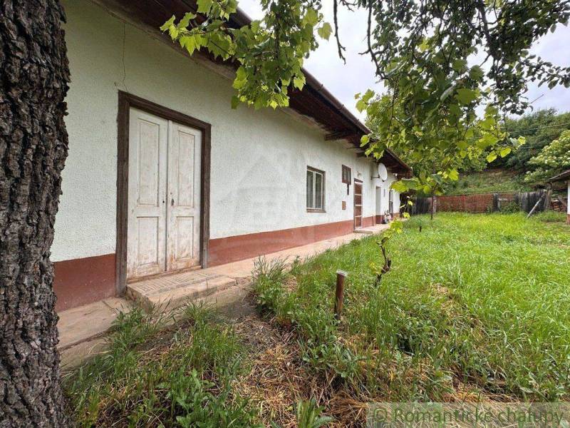 A cottage in Nové Zámky with a lawn, trees, and a white facade.