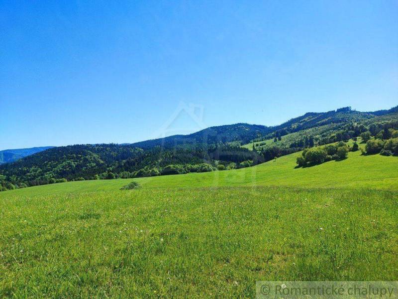 A picturesque landscape and gardens with green meadows and wooded hills under a blue sky.