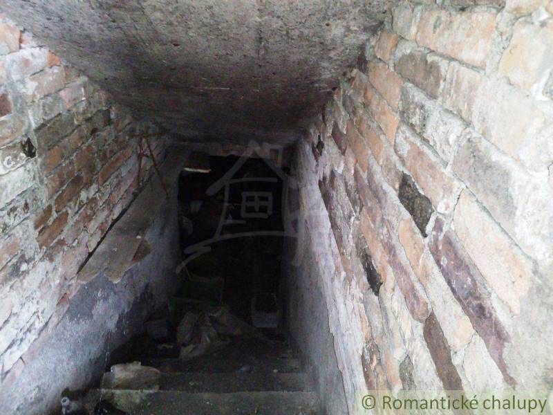 Old cellar, brick walls and stairs, cottage atmosphere, romantic country cottages.