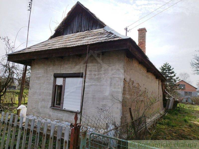 An old family house in a garden with traditional construction and a worn facade.