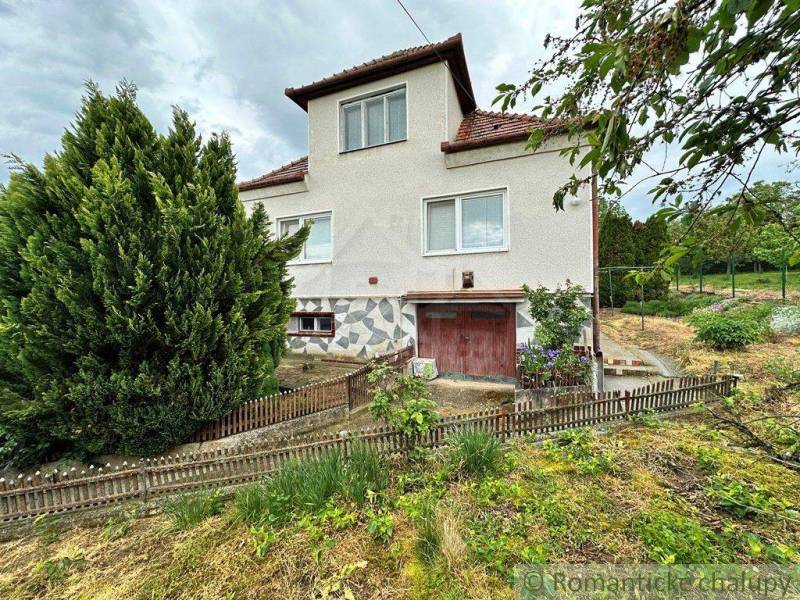 The picture shows a family house surrounded by trees and a garden.
