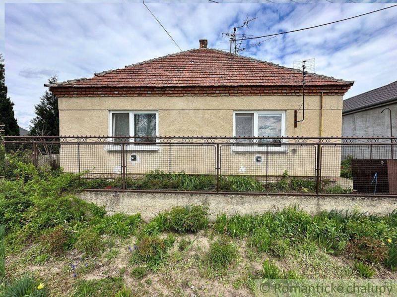 A family house with a brick roof, a fence, and a garden.