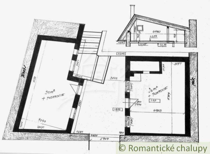 The drawing shows the floor plan of a special property, including an attic with room dimensions.